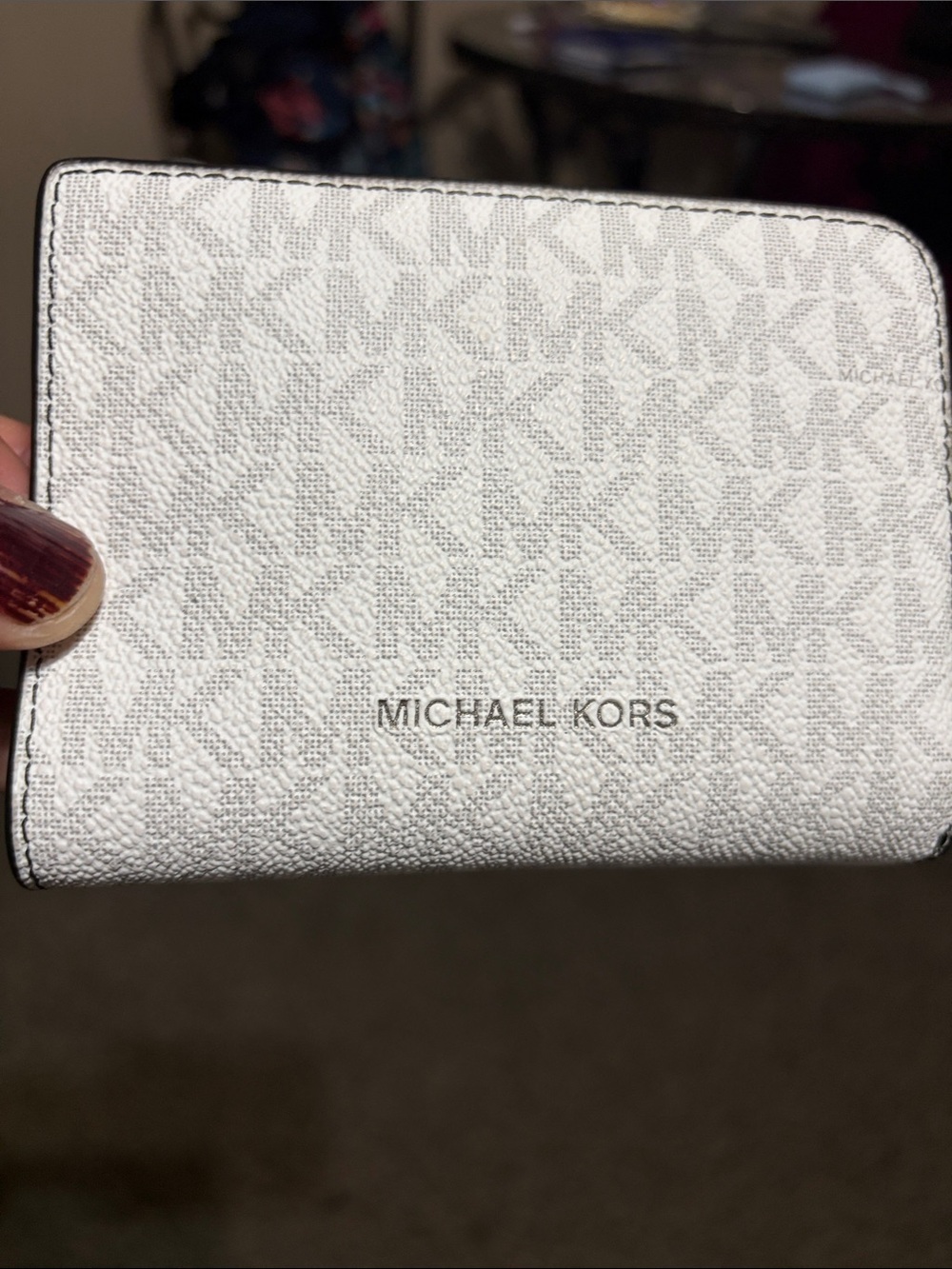 Michael Kors White MK Monogram Bifold Card Wallet